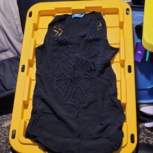 Solitaire Black Dress with Gold Accents